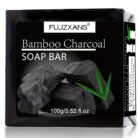 Black bamboo charcoal soap bar in its box